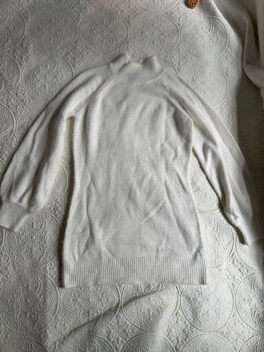 Francesca's Collections Cream Mock Neck Cozy Knit Sweater